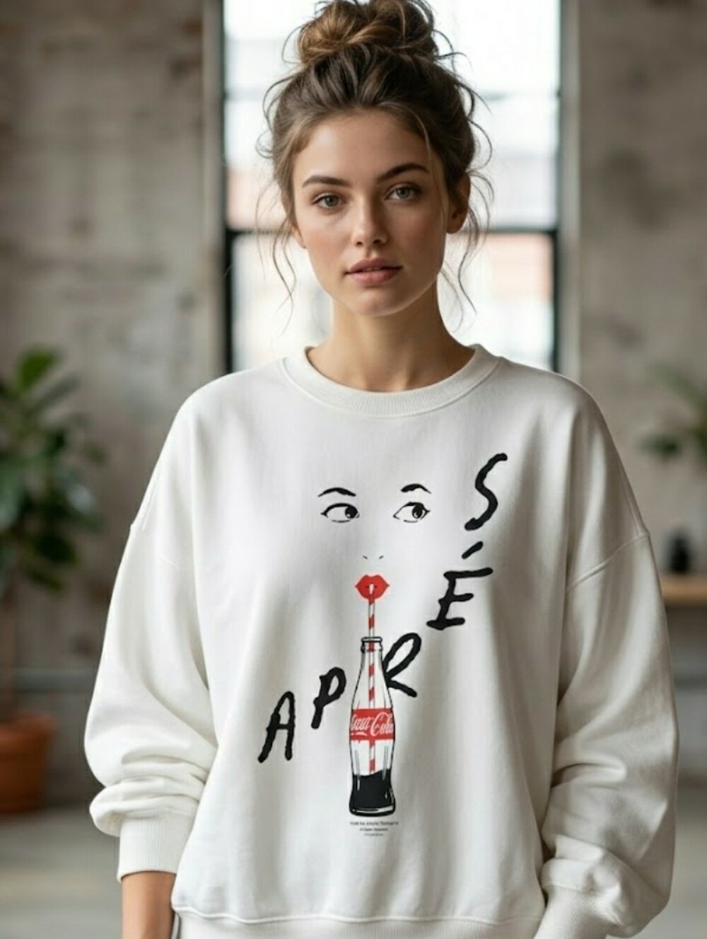 Apres Coca-Cola Oversized Pop Art Crewneck Cotton Sweatshirt New